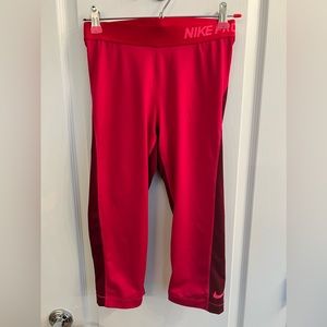 Womens Nike Pro Dri Fit Pink Tights Running Yoga Size Medium M / 18 Inch Inseam